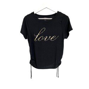 Victorias Secret Love Lounge Top Black Gold Foil Graphic